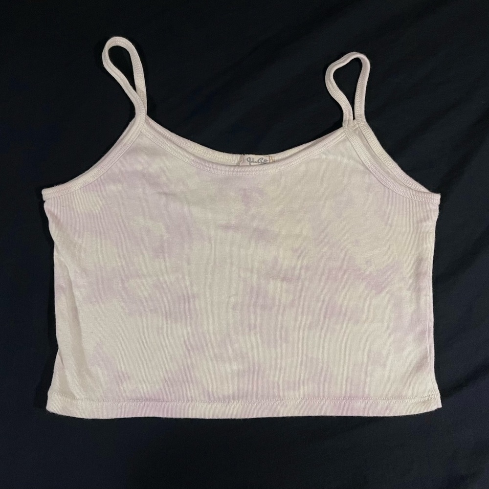 John Galt cropped tie-dye purple tank top